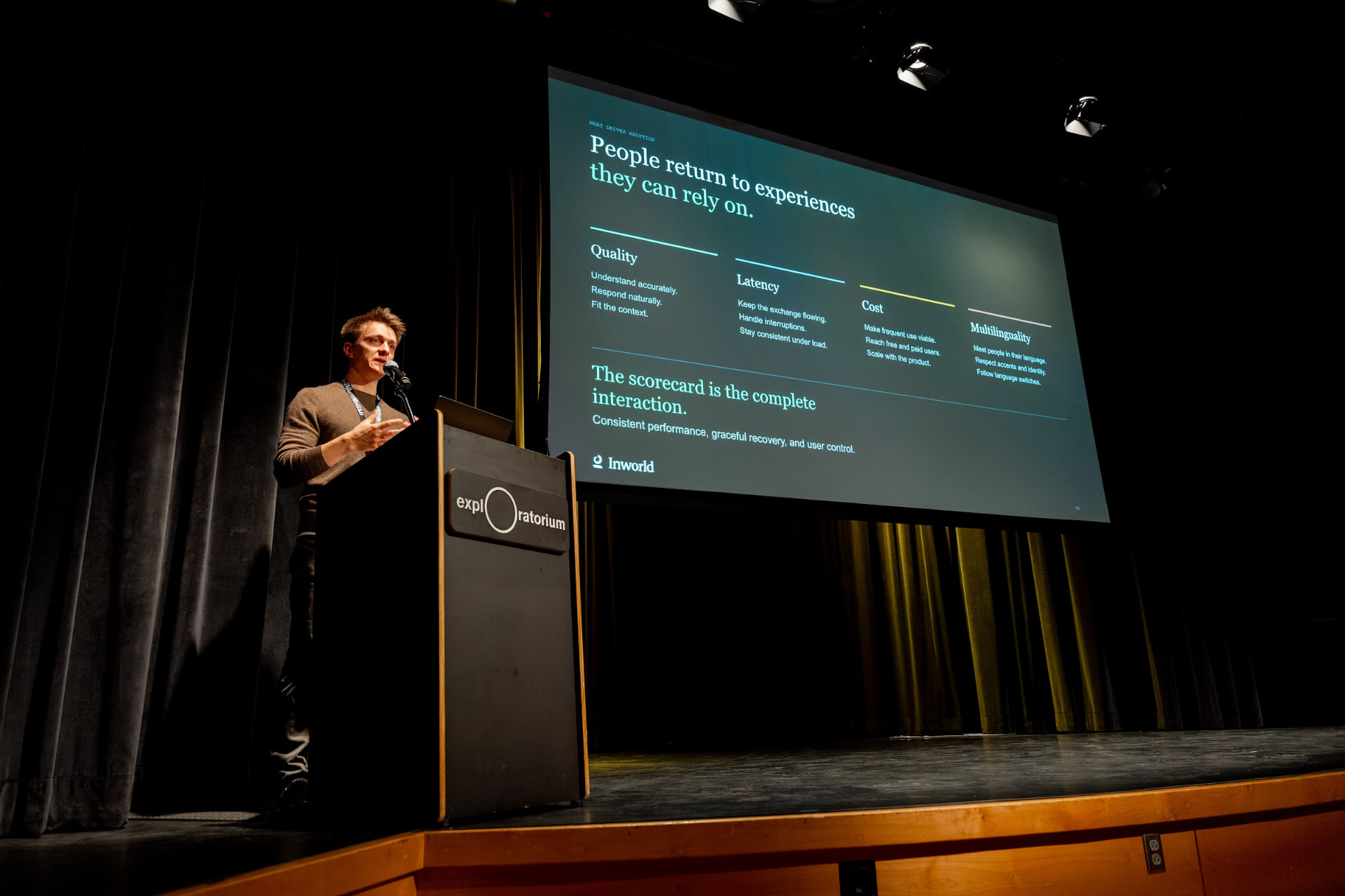 Inworld AI on stage in the Speaking chapter